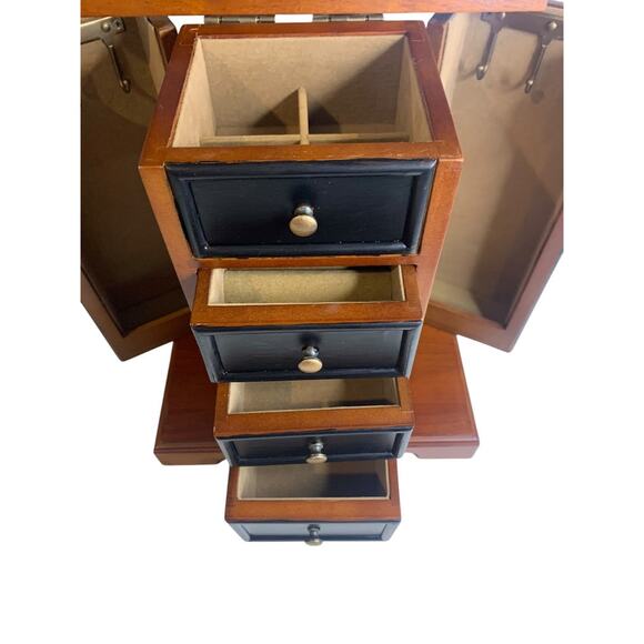 Tabletop Jewelry Armoire Brown Black Refinished 11"h x 9.5"l - Picture 4 of 8